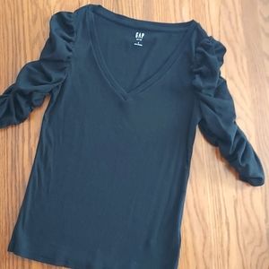 GAP Featherweight Ruched Sleeve Rib Tee Womens Size Large